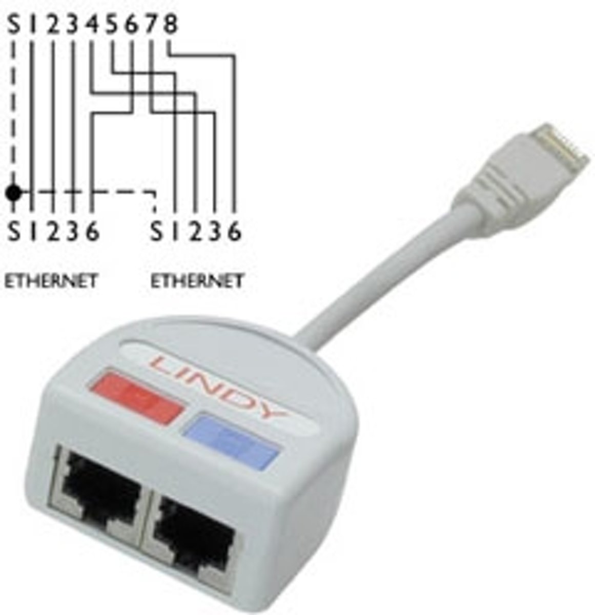 Lindy STP Port Doubler, 2 x 10Base-T -<gt/> 1 Port 2 x 10Base-T 10Base-T Grijs kabeladapter/verloopstukje